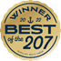 A gold seal that says winner best of the 2 0 7